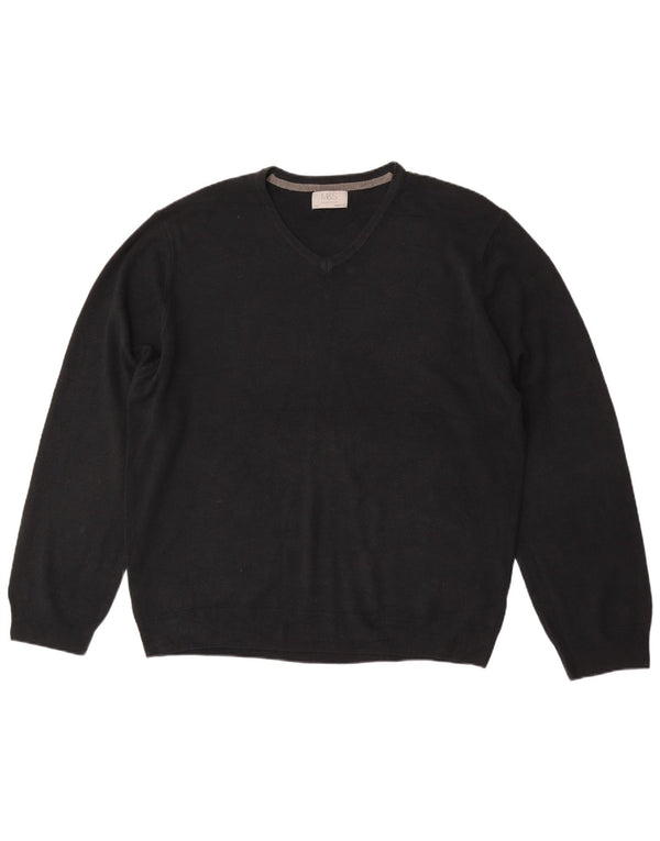 Suéter masculino Marks & Spencer com ajuste regular e decote em V 2XL acrílico preto