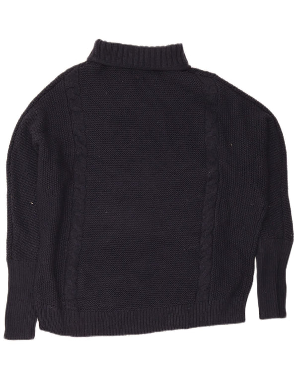 Suéter feminino Gap com gola alta e gola alta Reino Unido 16 grande azul marinho nylon