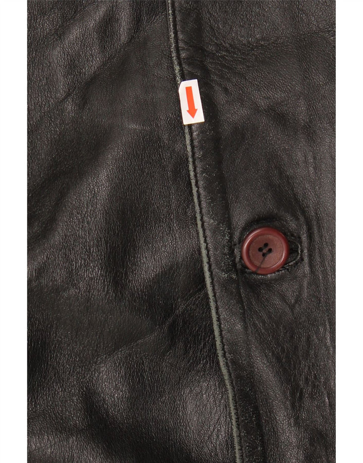 MASTERPELLE Mens Leather Jacket UK 44 2XL Black Leather