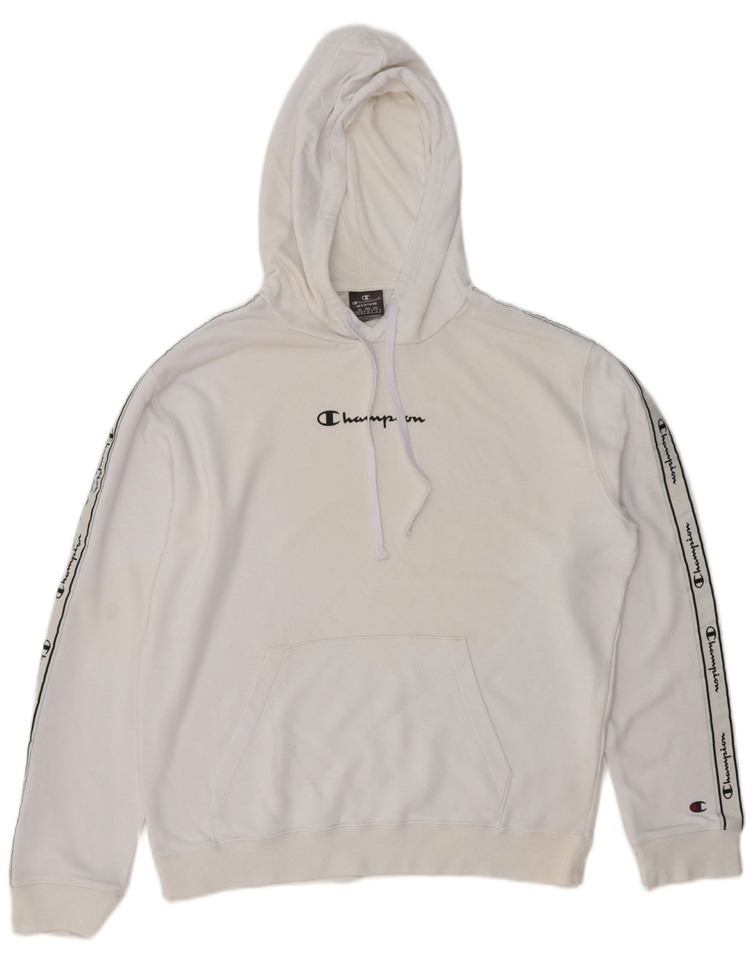 CHAMPION Suéter com capuz gráfico masculino médio branco