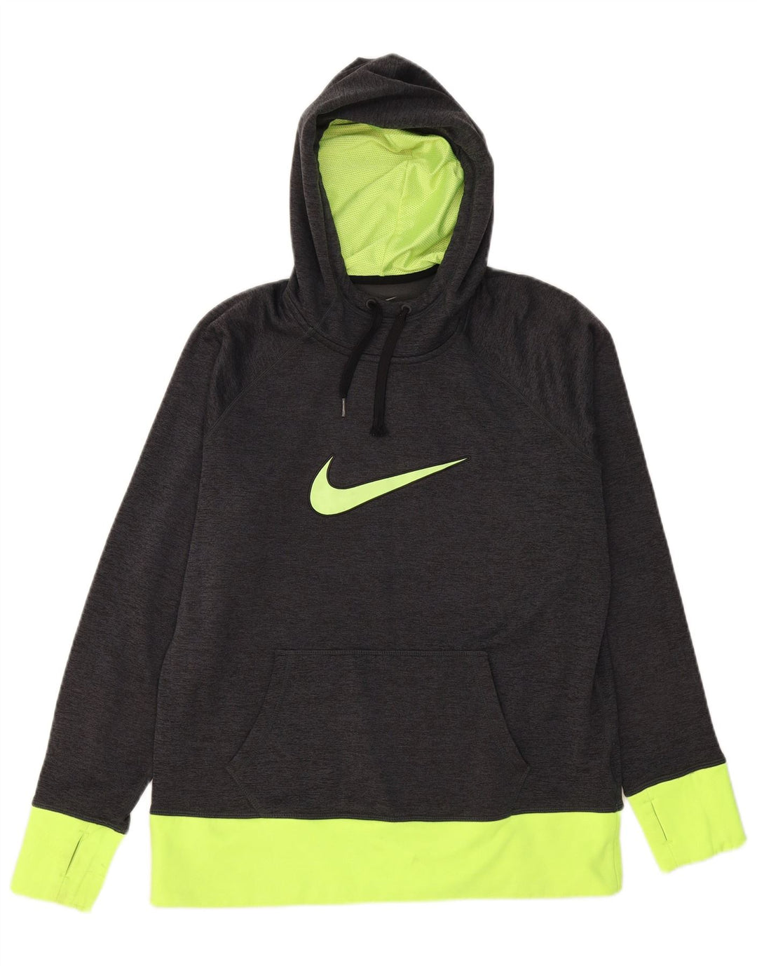 Suéter com capuz gráfico masculino NIKE Therma-Fit grande bloco cinza
