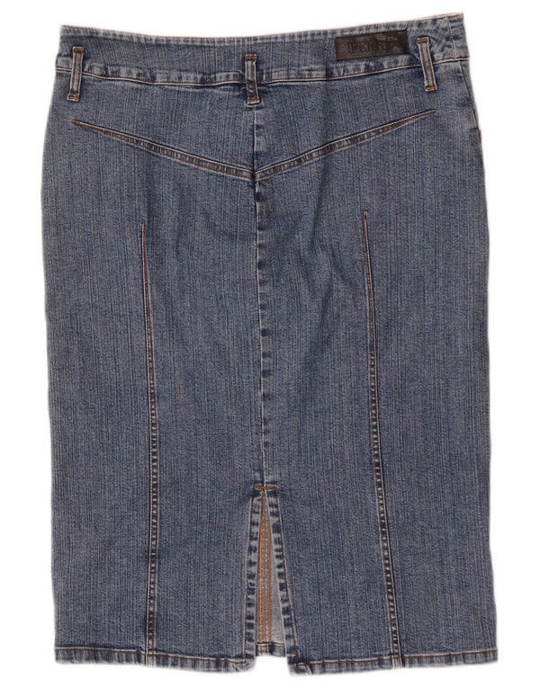 Saia jeans feminina Ferre IT 46 grande W32 algodão azul