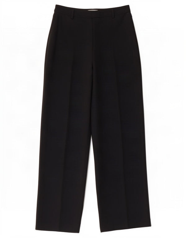Calça feminina Jaeger com perna larga UK 8 pequena W26 L30 poliéster preto