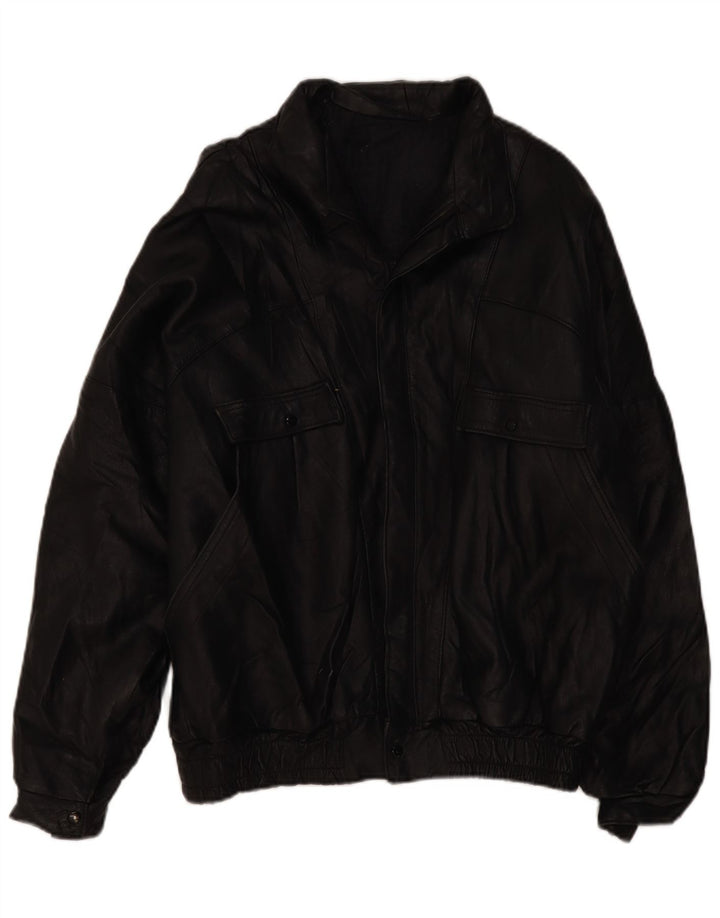 Jaqueta de couro masculina VINTAGE UK 42 XL preta