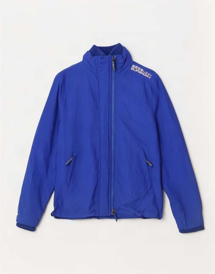 Jaqueta de chuva feminina Superdry UK 12 nylon azul médio
