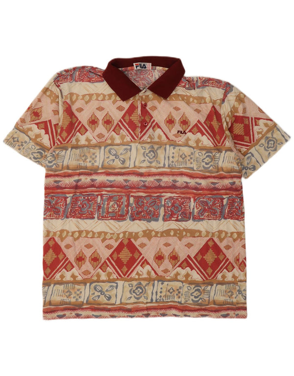 Camisa polo masculina Fila IT 54 XL algodão geométrico multicolorido