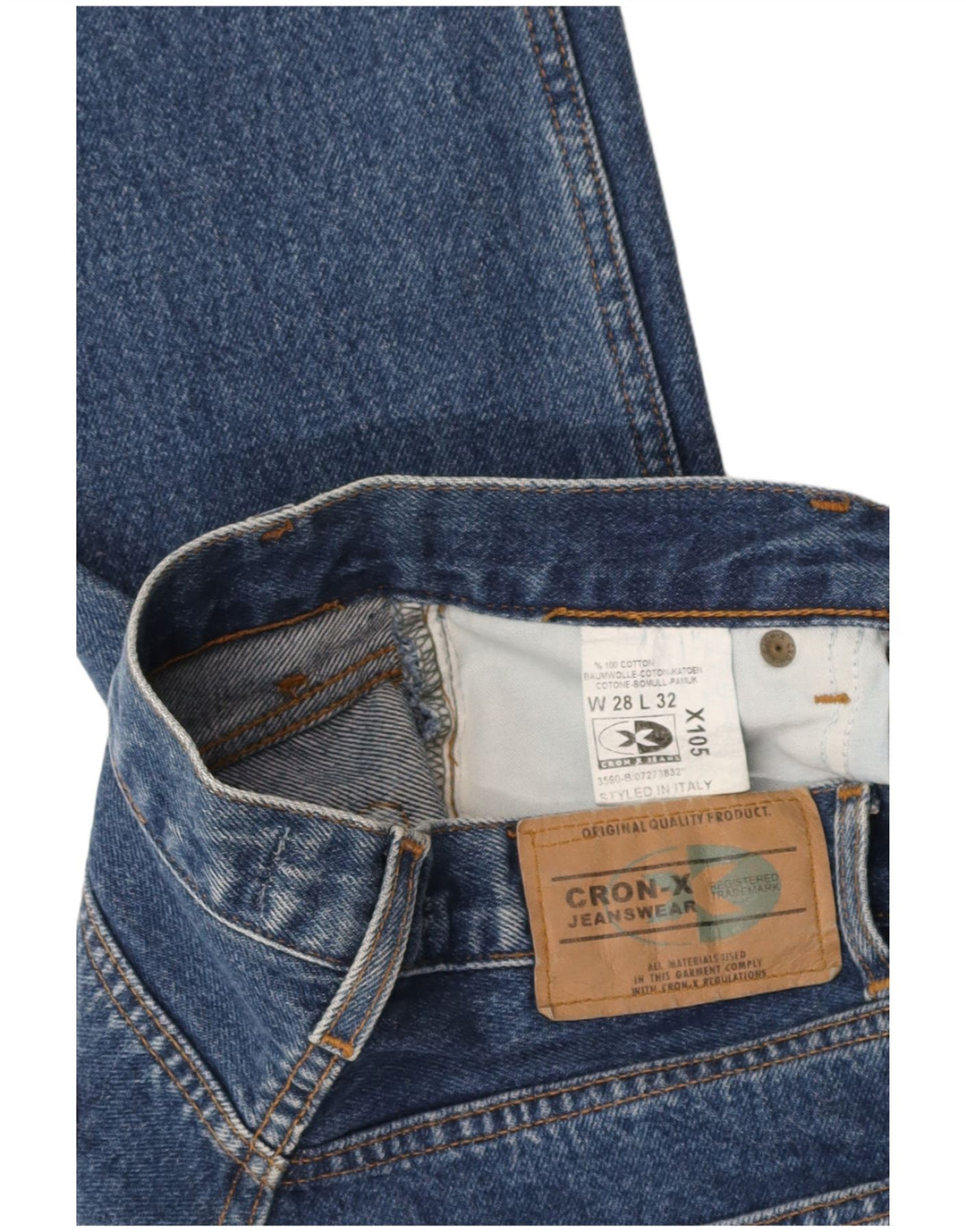 Calça jeans reta feminina CRON-X W28 L32 algodão azul