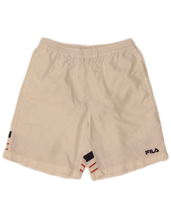 Fila Mens Sport Shorts Médio Listrado Branco Poliéster