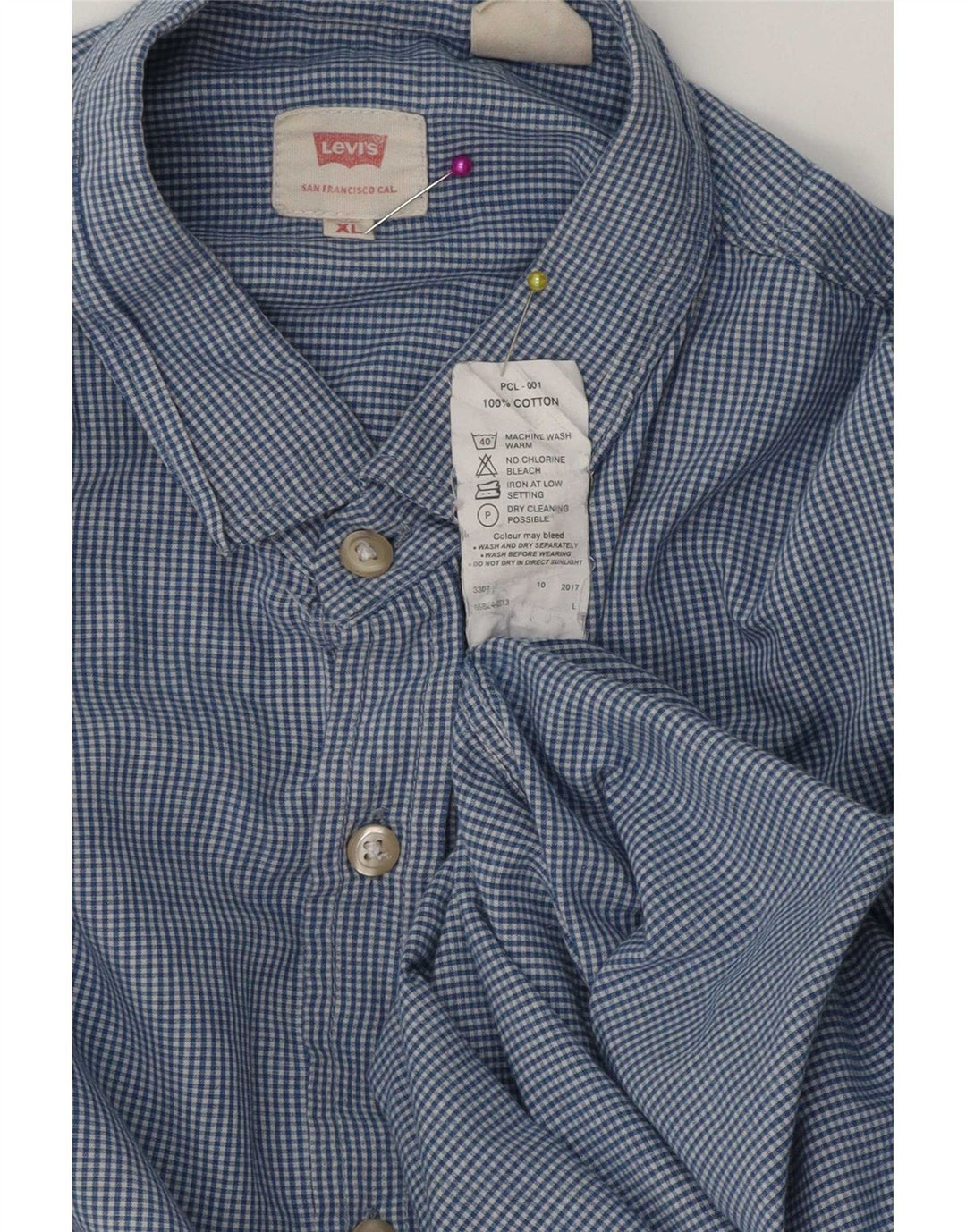 Camisa masculina Levi's XL azul algodão guingão