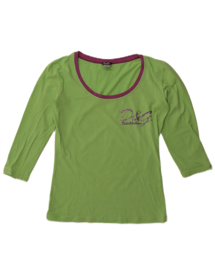 Dolce & Gabbana Top gráfico feminino manga 3/4 Reino Unido 12 verde médio