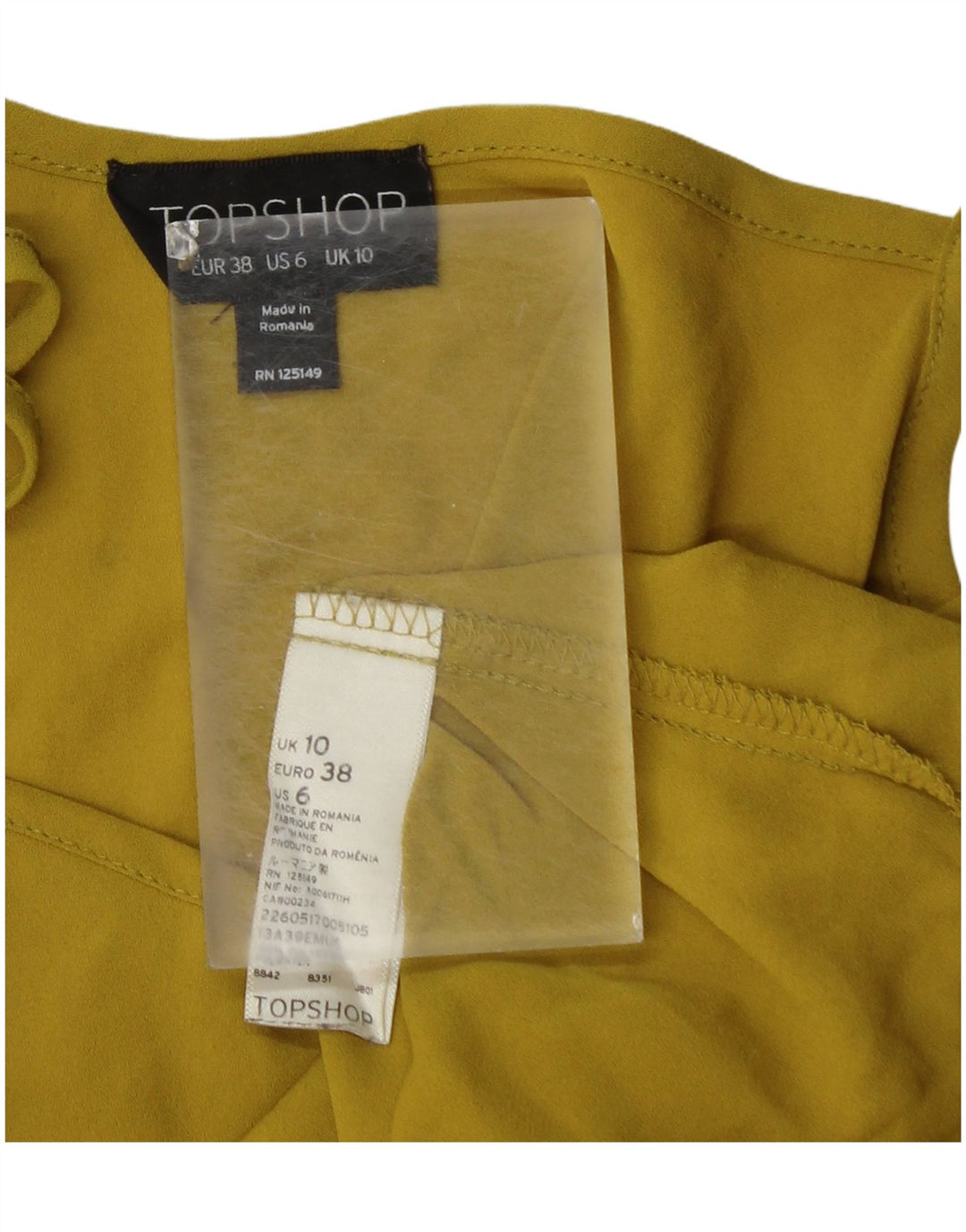 Topshop feminino Cami Top UK 10 pequeno poliéster amarelo