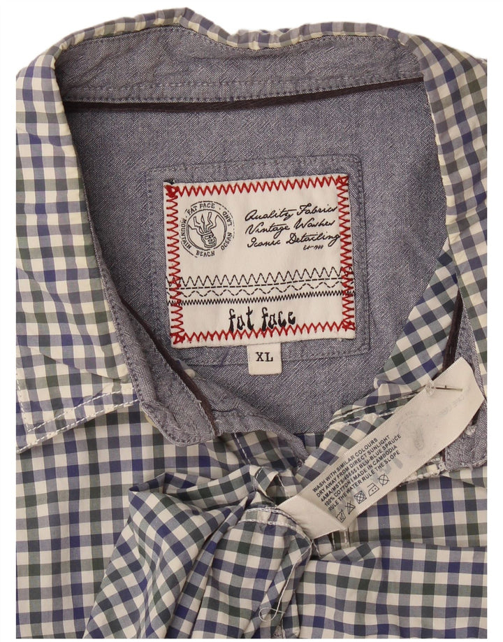 Camisa masculina Fat Face XL azul marinho algodão guingão
