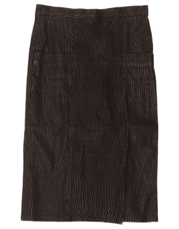 Saia de couro feminina vintage IT 46 grande W30 estampa animal preta