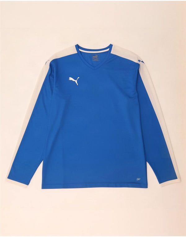 Puma Masculino Top Manga Longa 2XL Azul Colorblock Poliéster