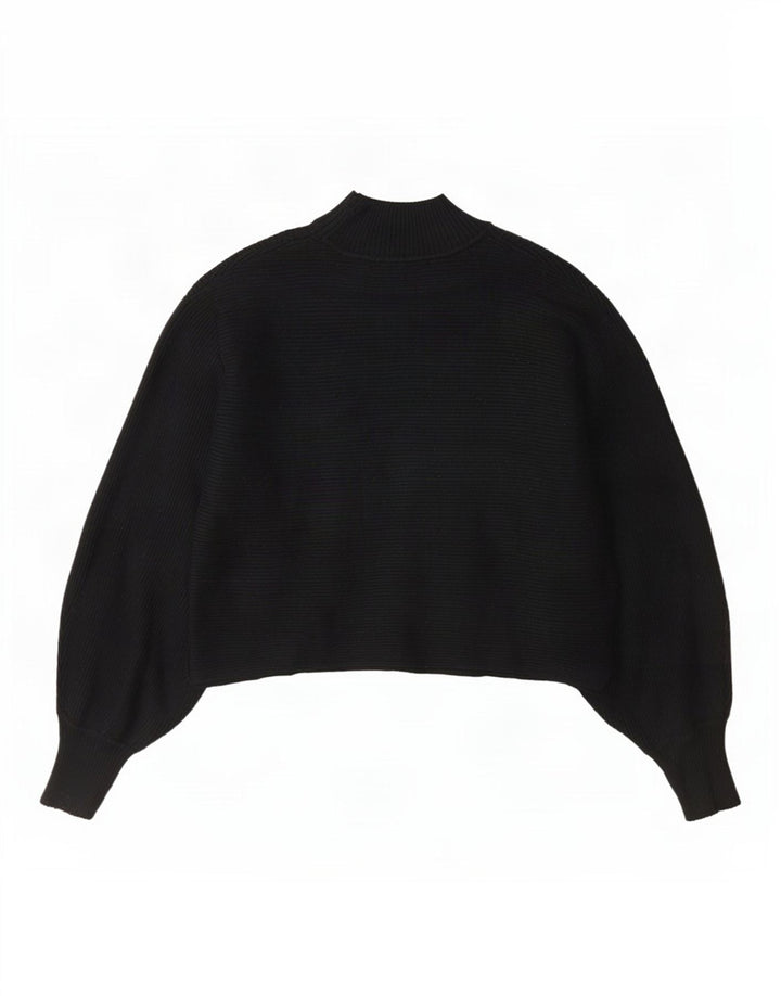 Suéter feminino Zara com gola tartaruga e gola alta Reino Unido 12 listrado preto médio