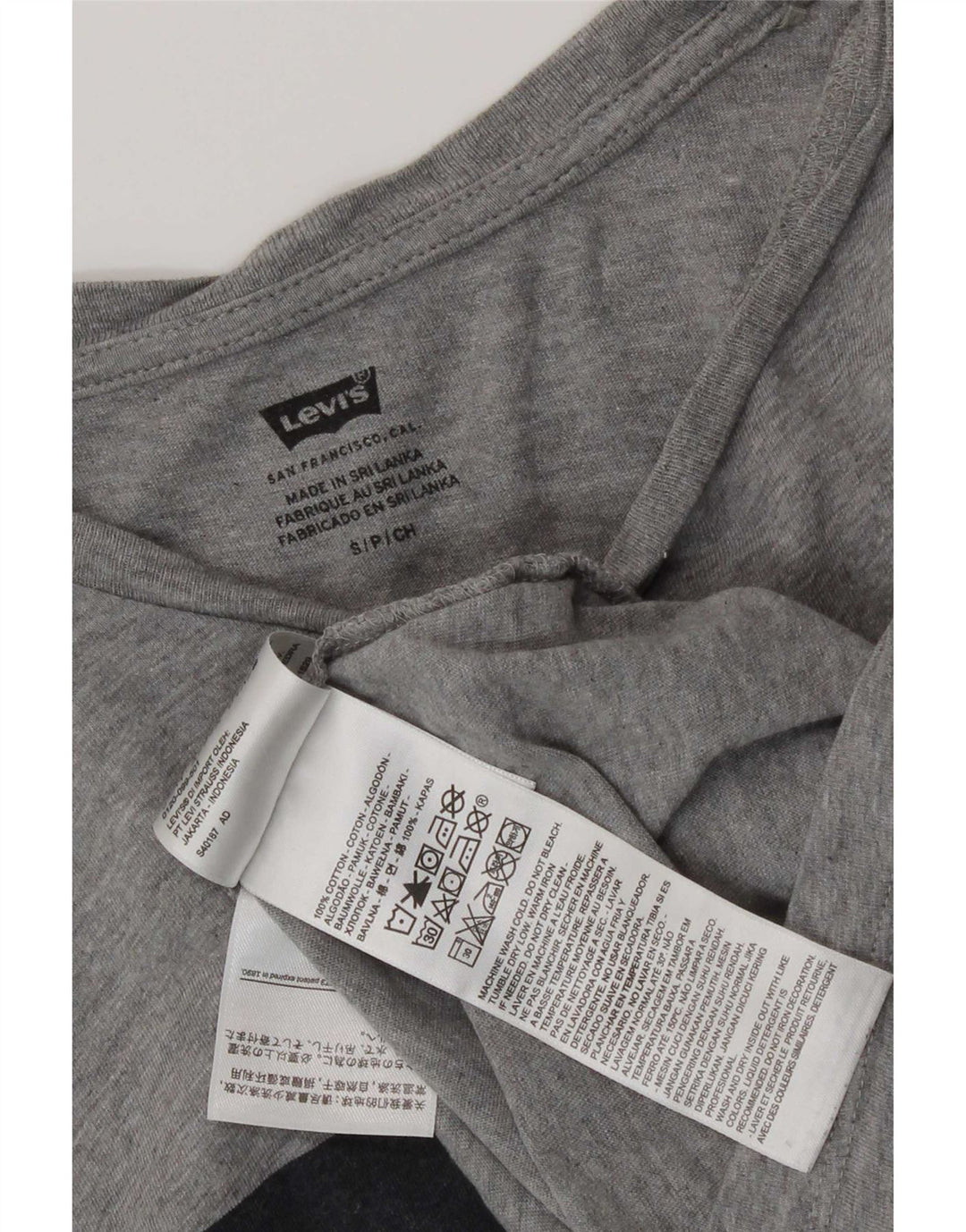 Camiseta gráfica masculina Levi's Top pequeno algodão manchado cinza
