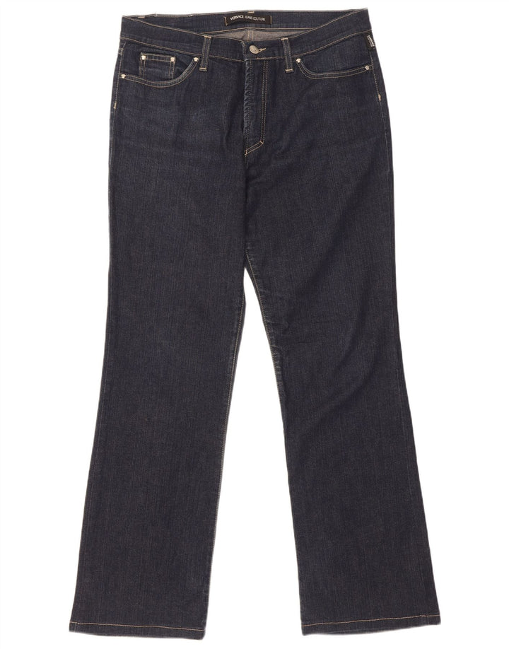 Versace Mens Ittierre Straight Jeans W34 L30 Azul Marinho Algodão