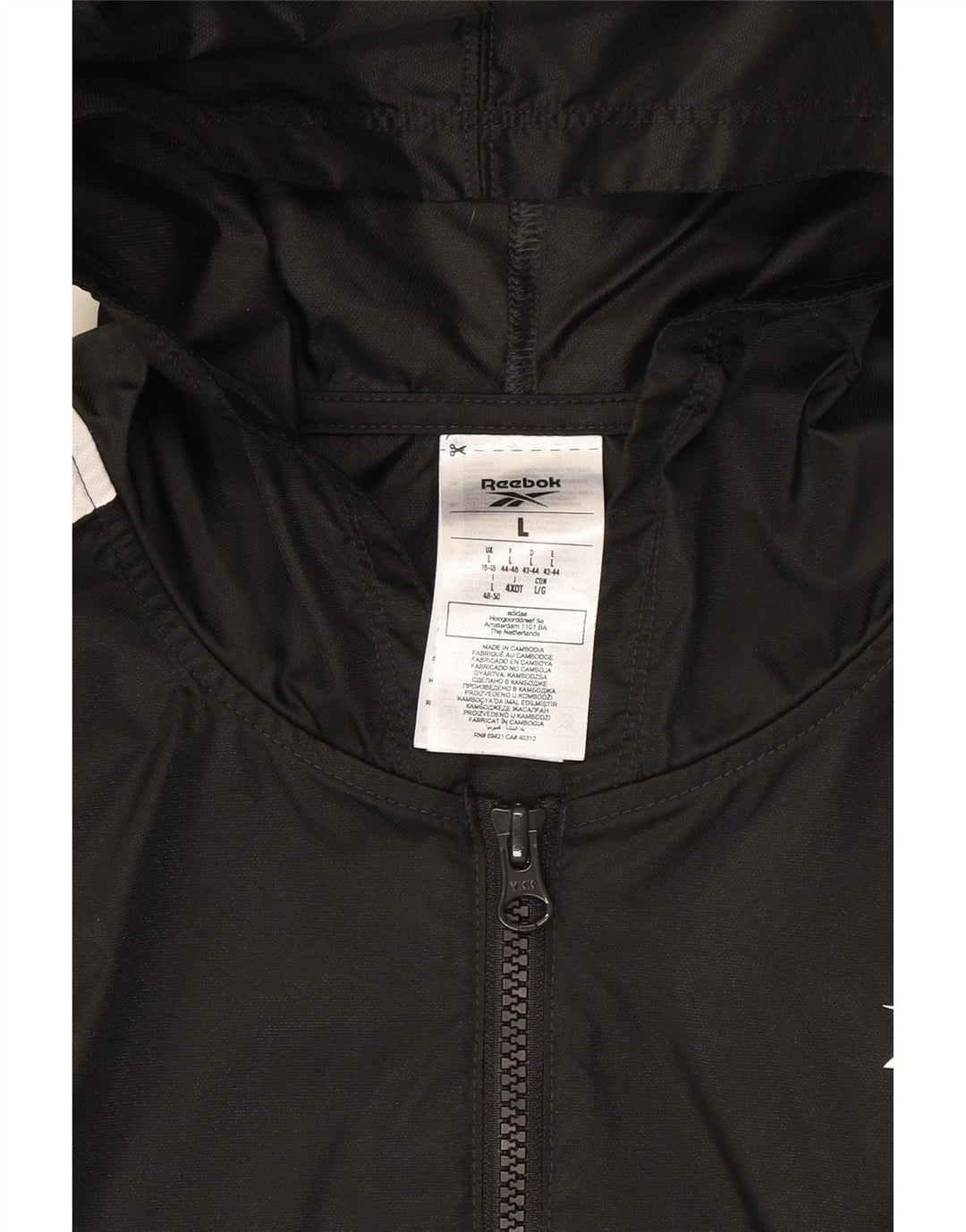 Reebok Womens Oversized Hooded Tracksuit Top Jacket Reino Unido 16/18 Grande Preto