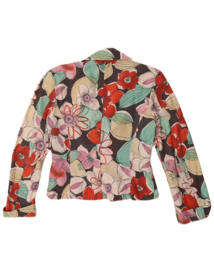 Jaqueta blazer feminina Gaudi com 2 botões EU 40 médio floral multicolorido