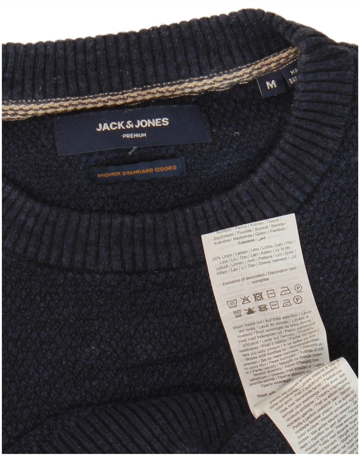 Suéter masculino Jack & Jones com gola redonda, algodão azul marinho médio