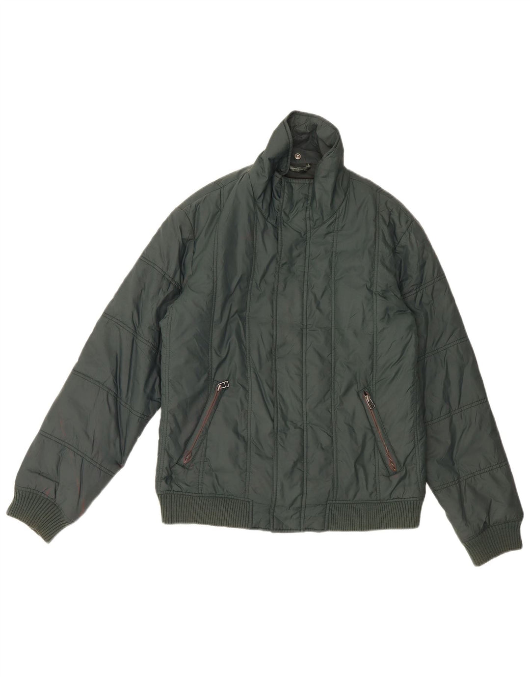 Jaqueta acolchoada masculina Zara UK 40 grande nylon verde