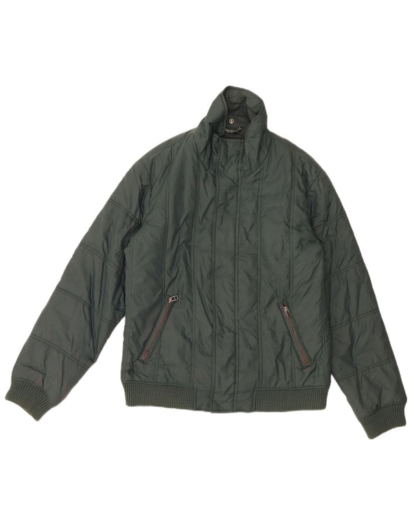 Jaqueta acolchoada masculina Zara UK 40 grande nylon verde