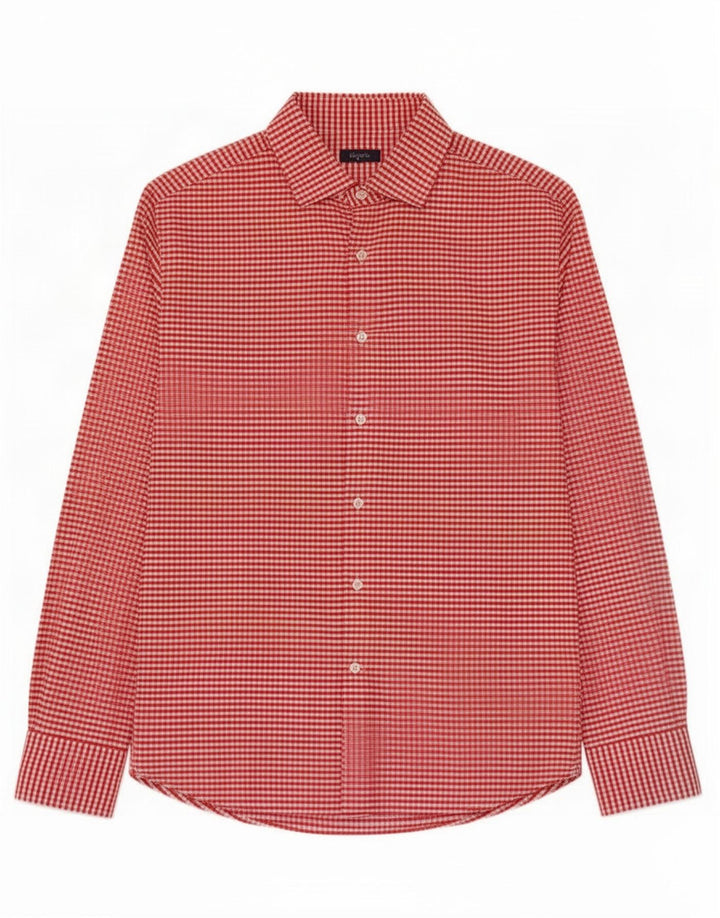Camisa masculina de flanela Deperlu XL algodão guingão vermelho