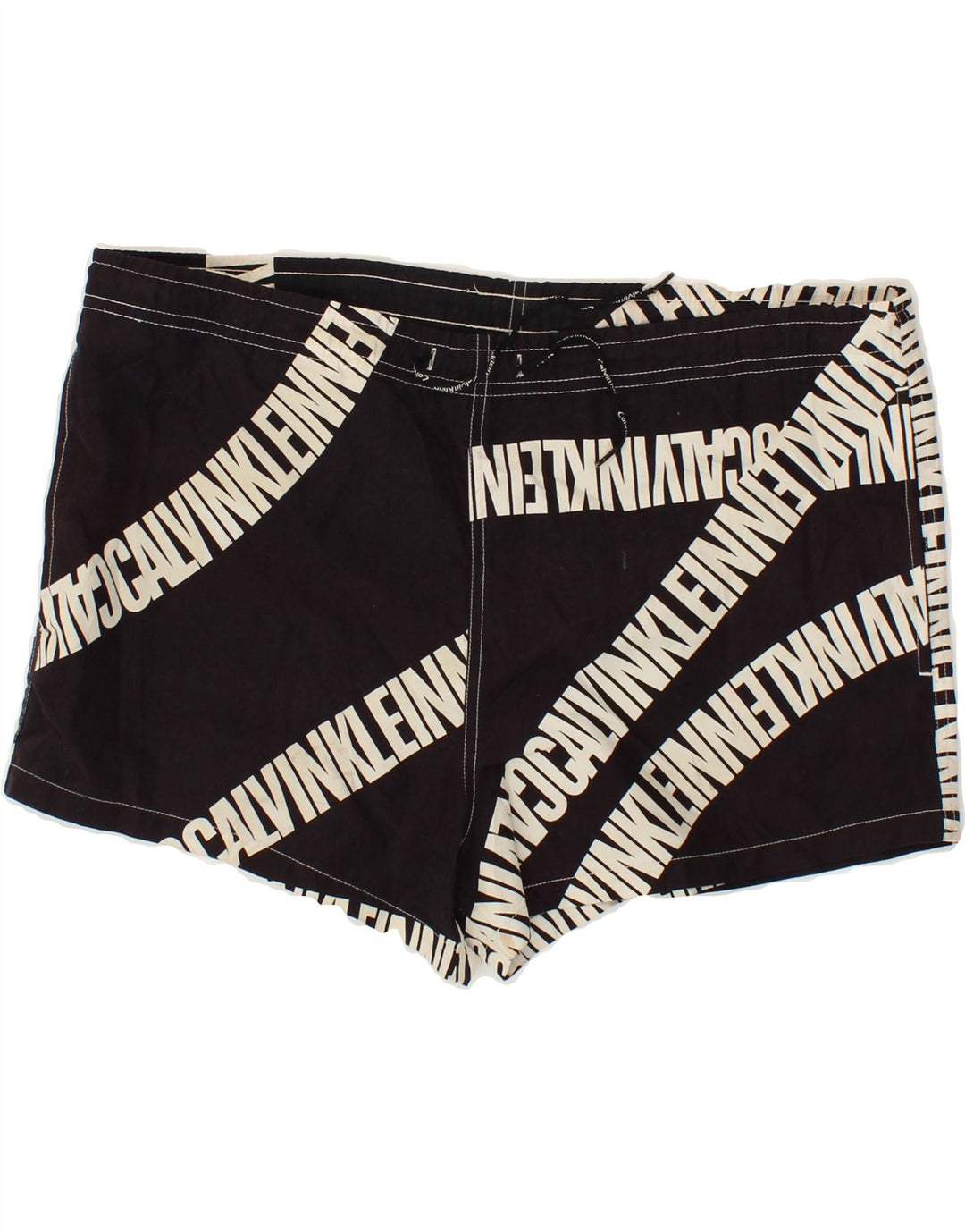 CALVIN KLEIN Shorts de natação masculino gráfico médio preto poliéster