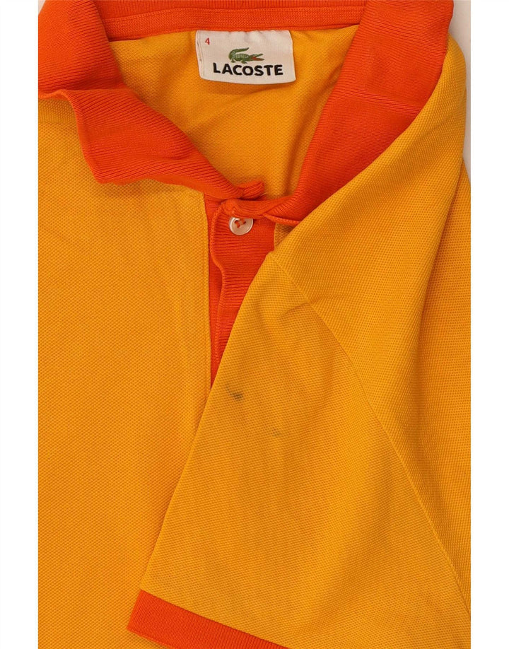 Lacoste Mens Rugby Polo Shirt Tamanho 4 Médio Algodão Amarelo