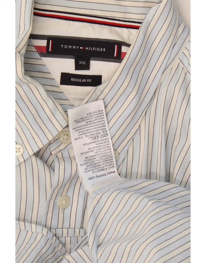 TOMMY HILFIGER Mens Regular Fit Shirt 2XL Blue Striped Cotton Vintage Tommy Hilfiger and Second-Hand Tommy Hilfiger from Messina Hembry 