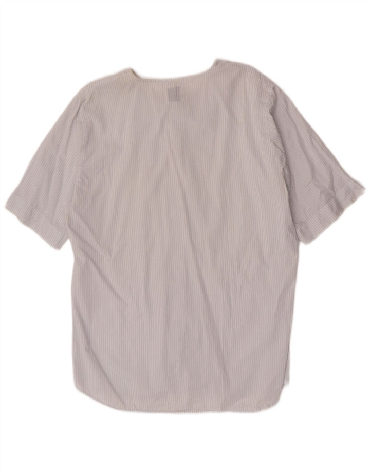 Blusa feminina de manga curta Benetton IT 44 risca de giz azul médio
