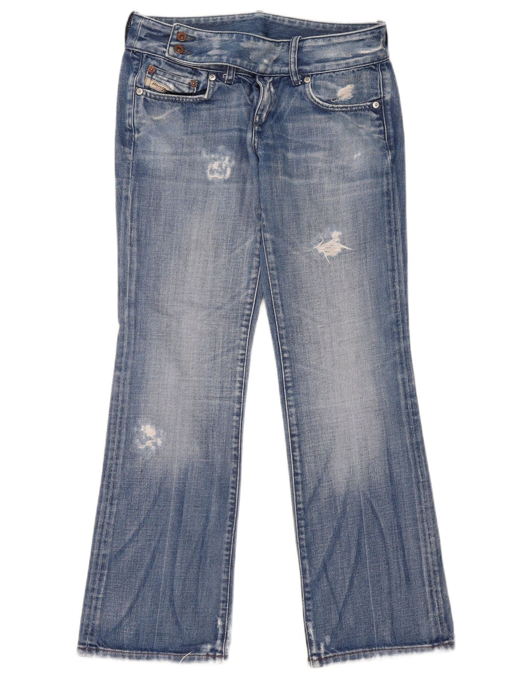 Jeans feminino Diesel Bootcut desgastado W29 L29 azul algodão