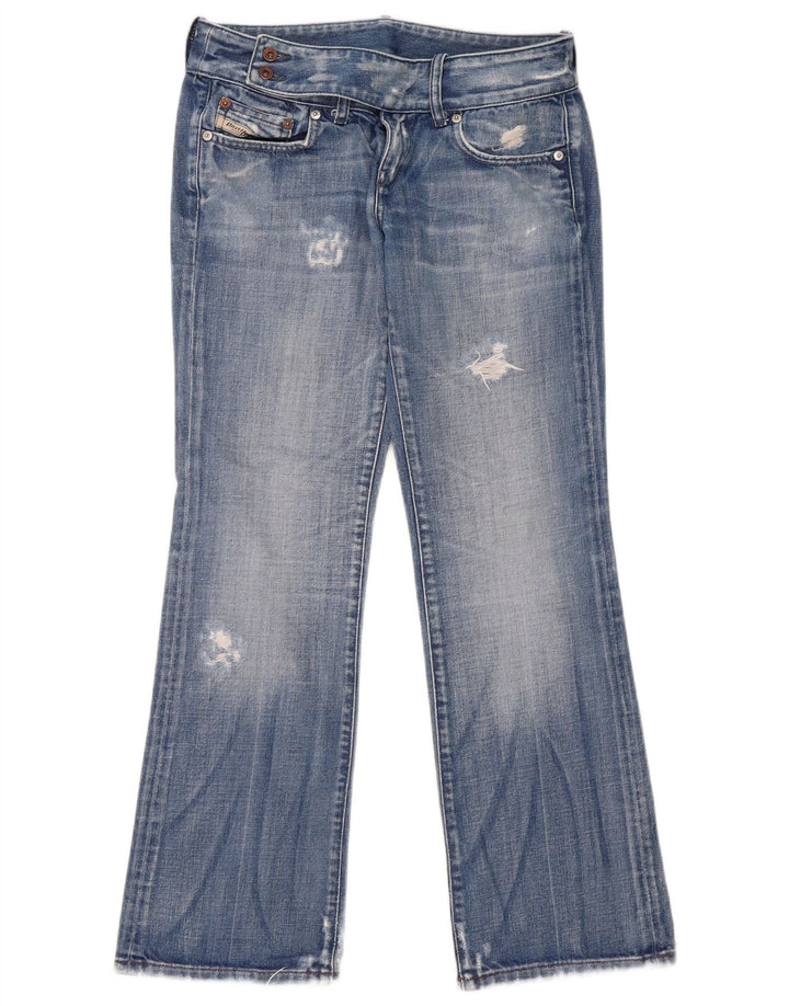 Jeans feminino Diesel Bootcut desgastado W29 L29 azul algodão