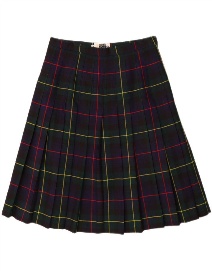 Saia feminina Pringle faca plissada UE 42 grande W30 xadrez azul marinho