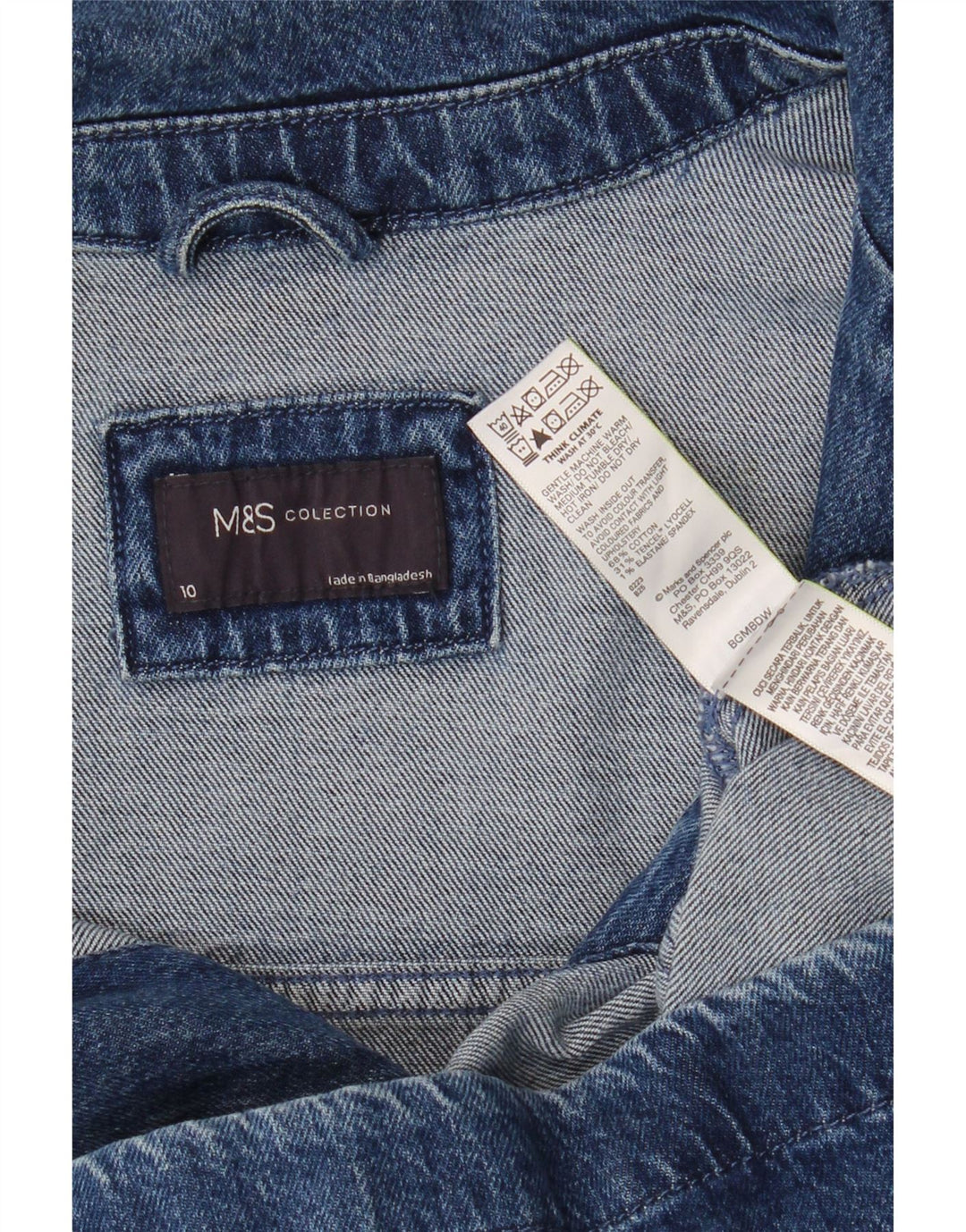 Jaqueta jeans feminina grande Marks & Spencer Reino Unido 10 algodão azul pequeno