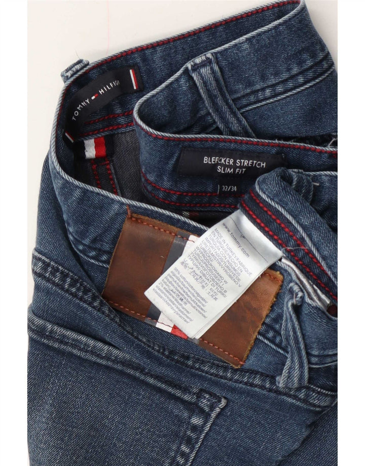 Tommy Hilfiger feminino Bleecker Slim Jeans W32 L34 Azul Algodão