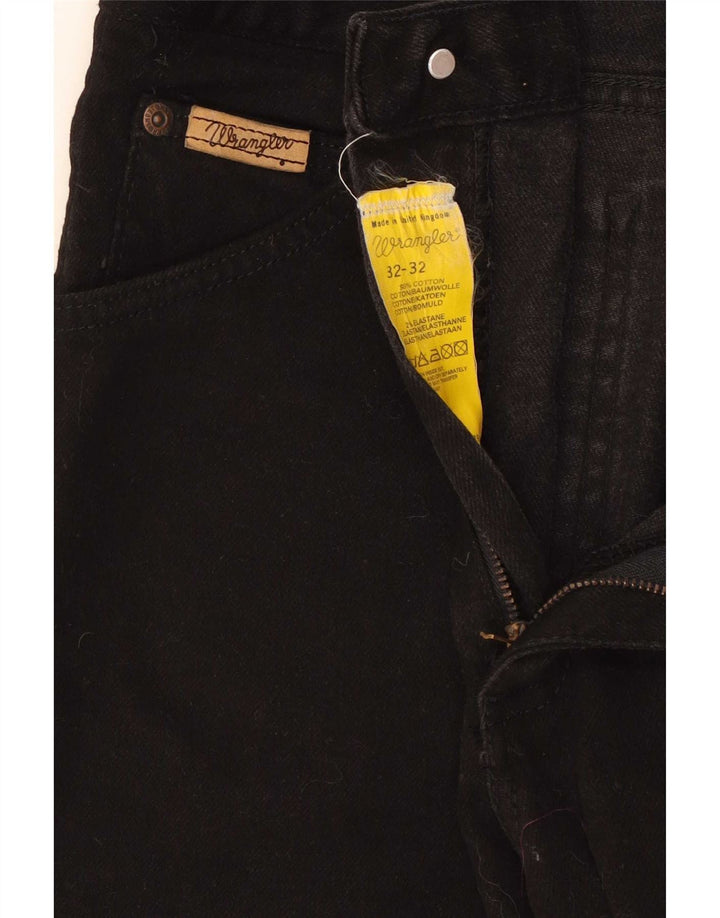 Wrangler Mens Slim Straight Jeans W32 L32 Algodão Preto