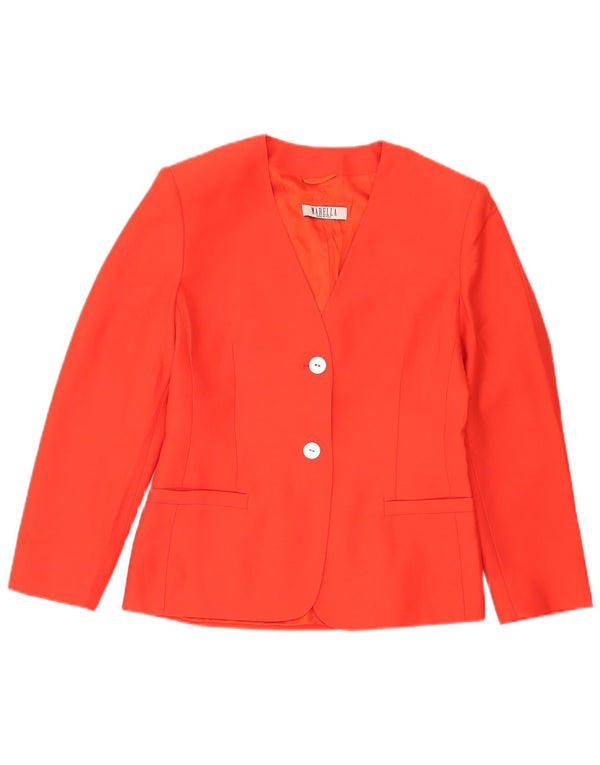 Jaqueta blazer feminina Marella com 2 botões Reino Unido 16 grande lã virgem laranja