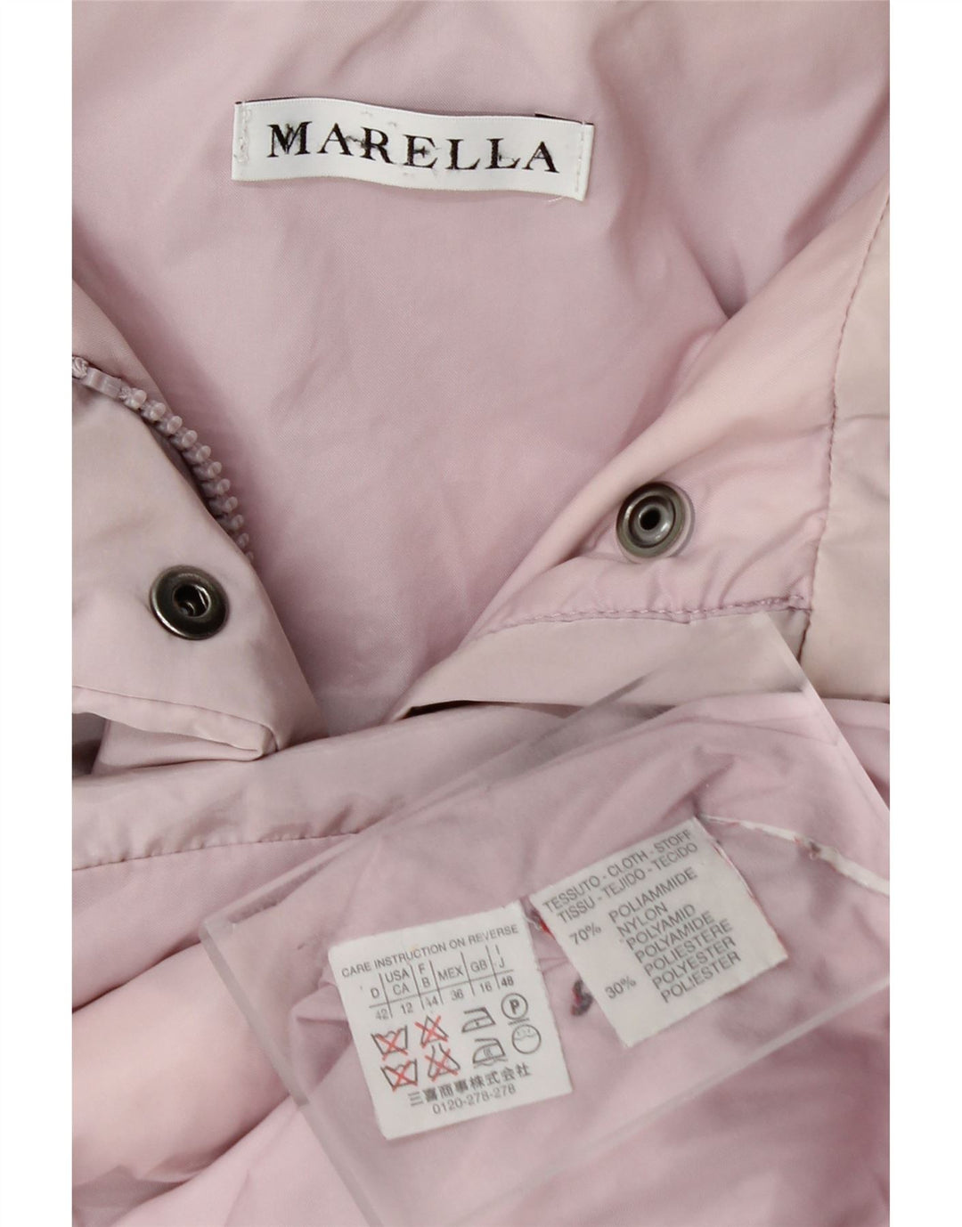 Jaqueta feminina acolchoada com capuz MARELLA UK 16 grande poliamida rosa