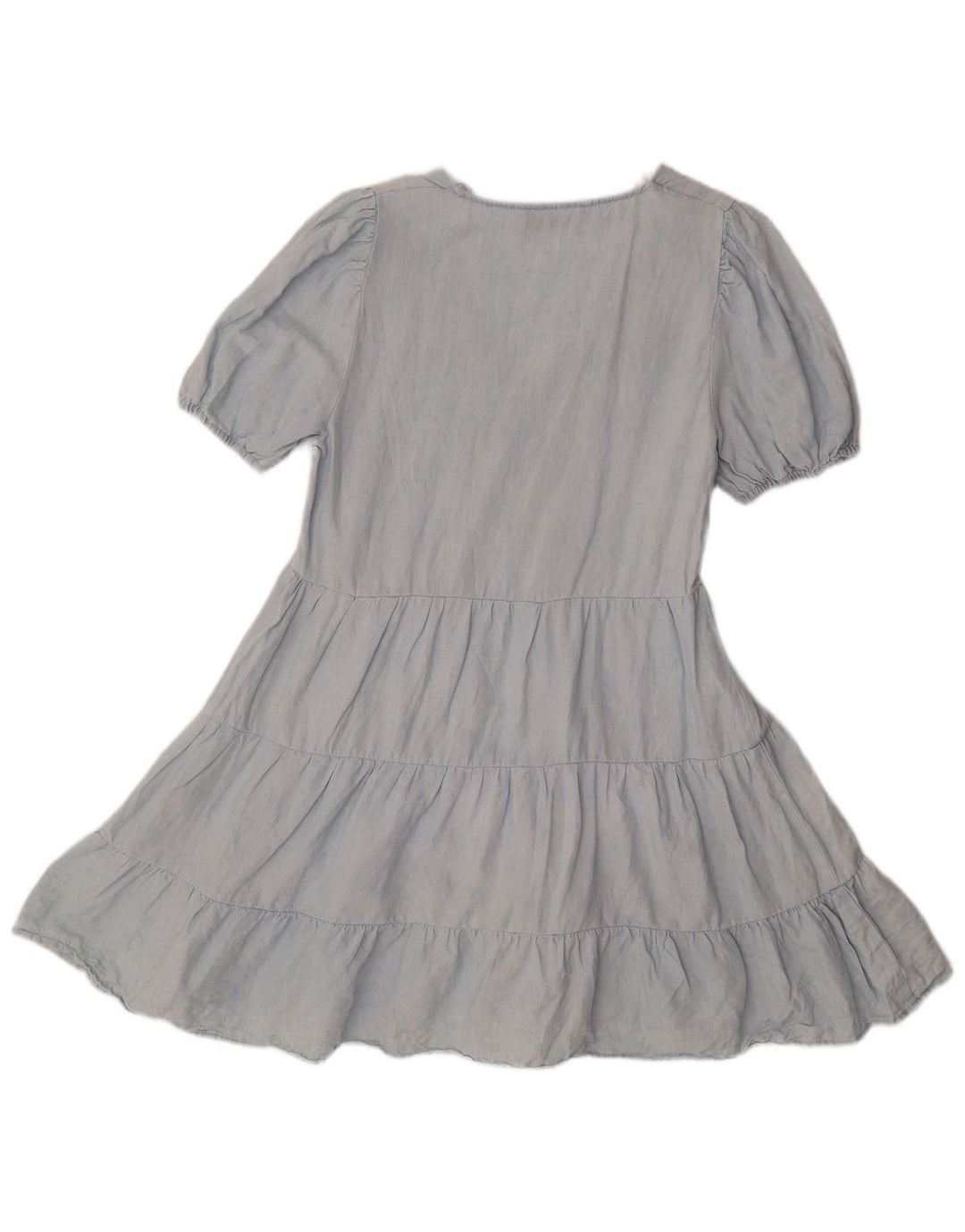 Vestido feminino Zara em camadas UK 10 pequeno algodão azul