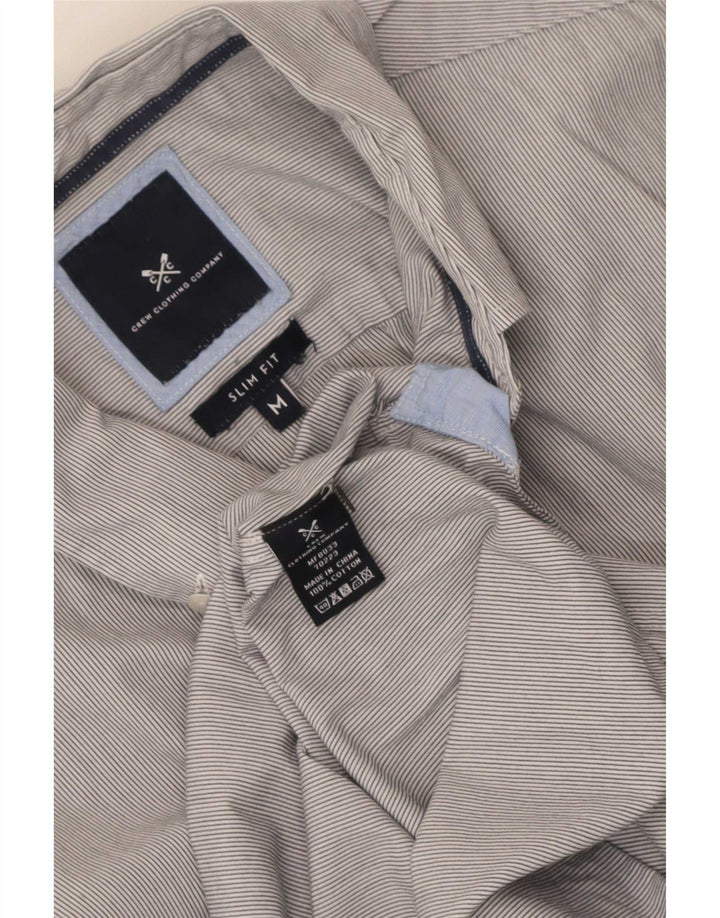 Camisa masculina slim fit da Crew Clothing algodão listrado cinza médio