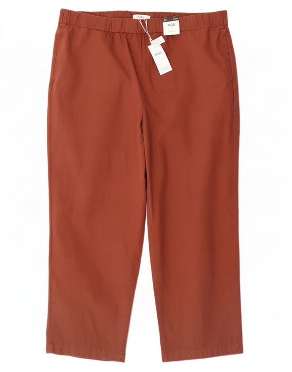 Calça casual feminina de cintura alta Marks & Spencer UK 20 2XL W40 L26 marrom