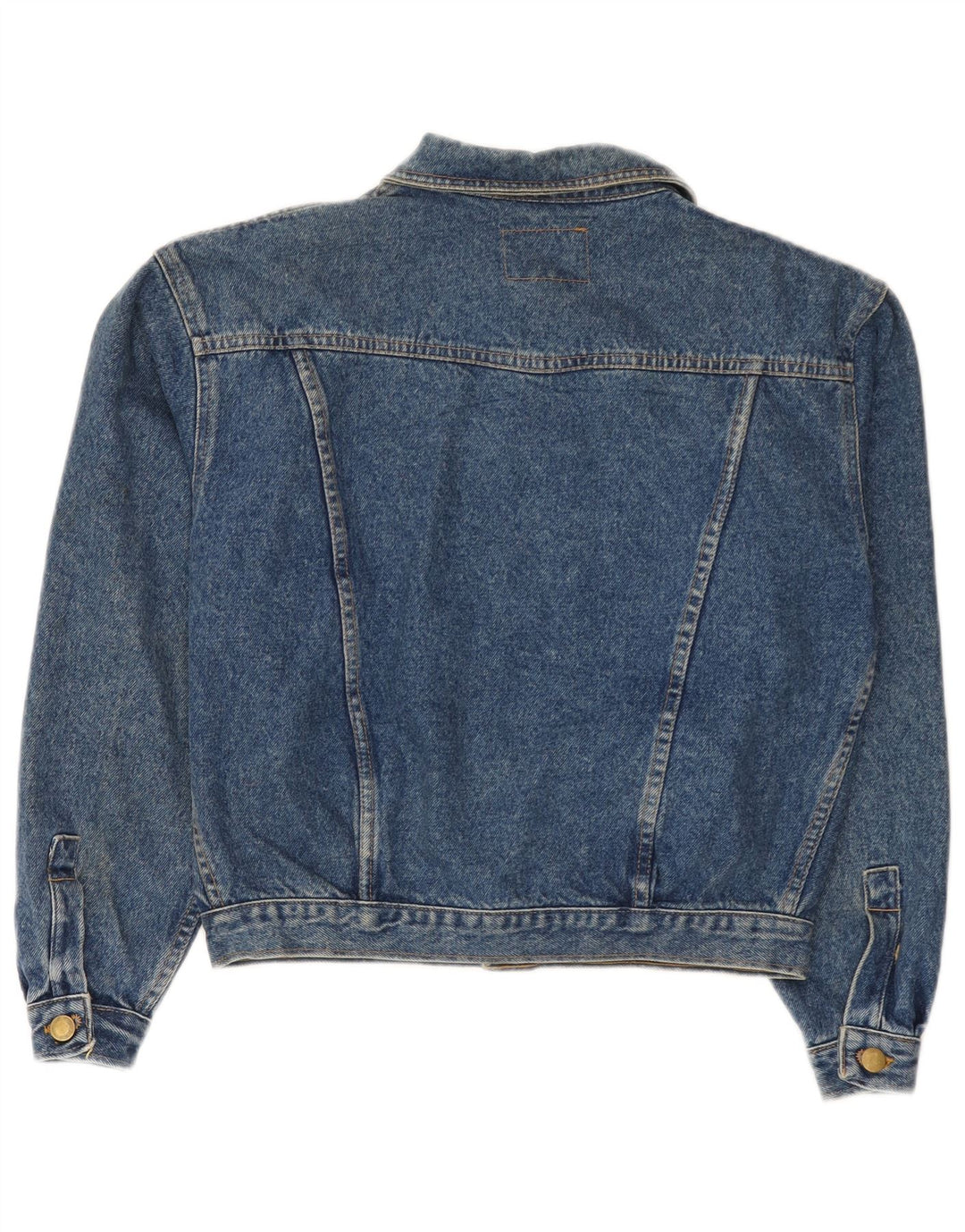 Jaqueta jeans feminina vintage Reino Unido 14 algodão azul médio