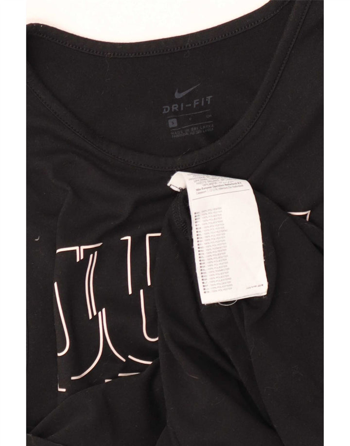 Colete gráfico Nike feminino Dri Fit Top UK 10 pequeno poliéster preto