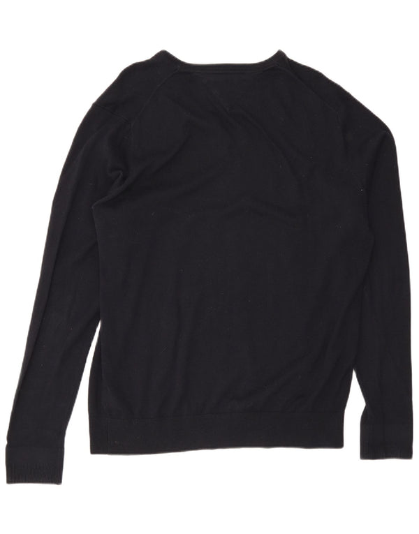 Suéter masculino Tommy Hilfiger com decote em V XL azul marinho algodão