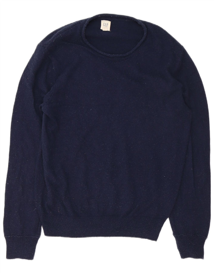 Suéter masculino Gap com gola redonda, grande lã Merino azul marinho
