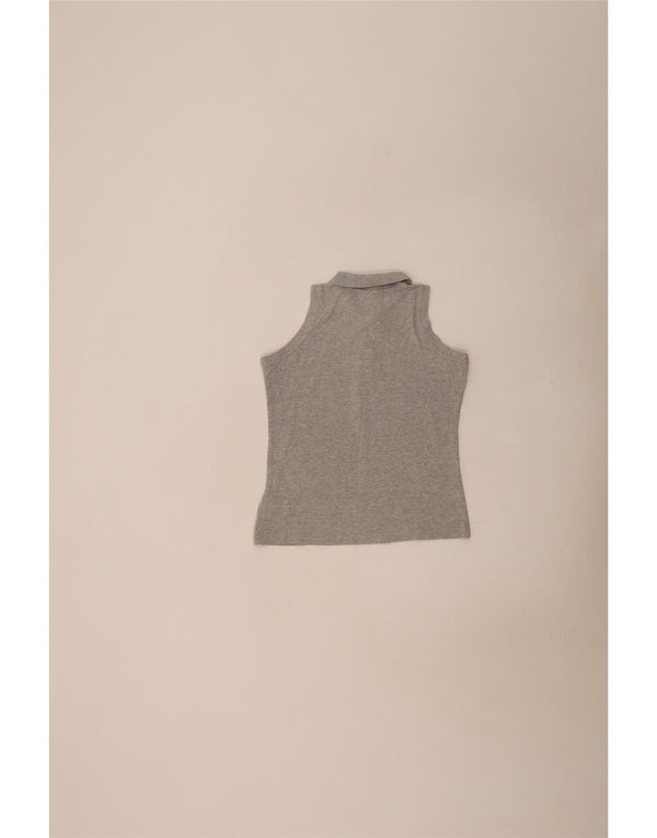 Camisa polo feminina sem mangas Lotto Reino Unido 10 algodão cinza pequeno
