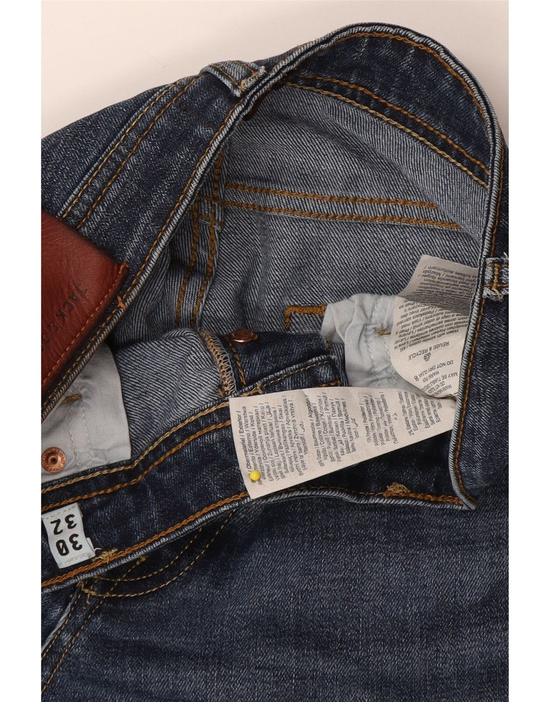 Jeans retos masculinos Jack & Jones W30 L32 algodão azul