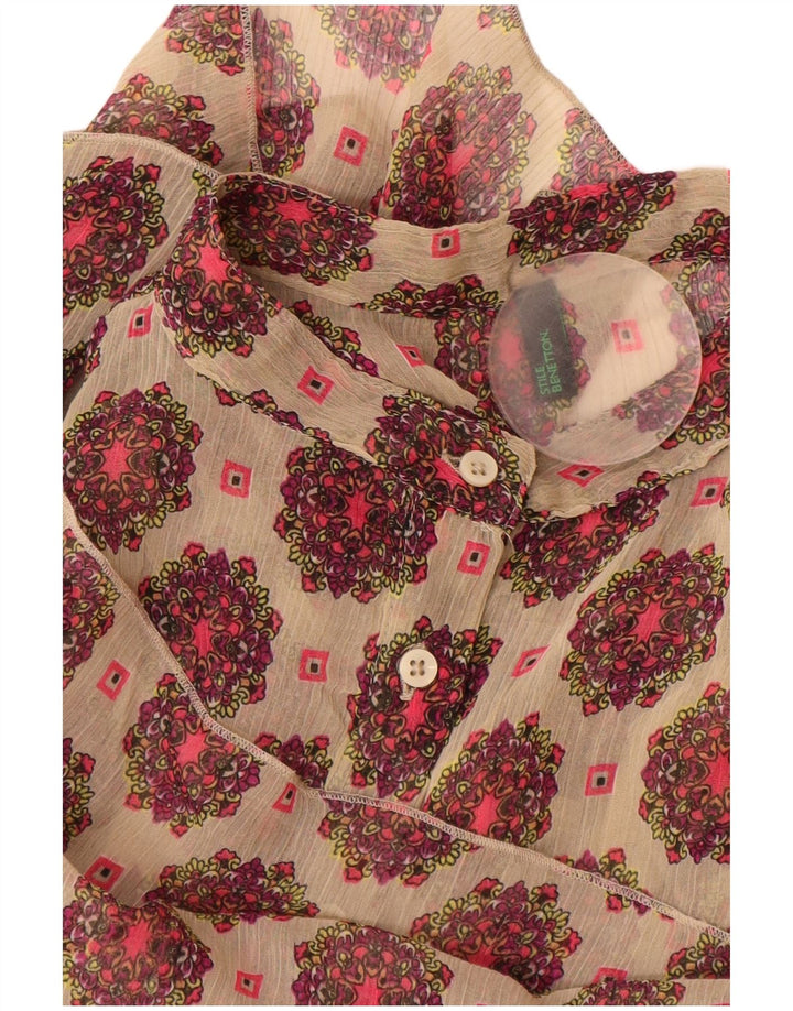 Vestido feminino Benetton A-Line UK 12 Médio Bege Floral