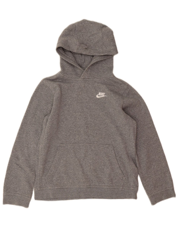 Jumper com capuz Nike Boys 12-13 anos grande algodão manchado cinza